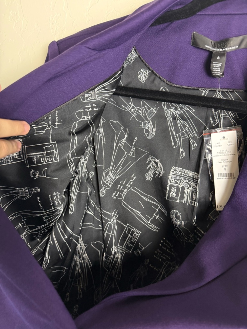 WHBM White House Black Market Luxe Stretch Editor Blazer Jacket Deep Amethyst - Picture 5 of 13